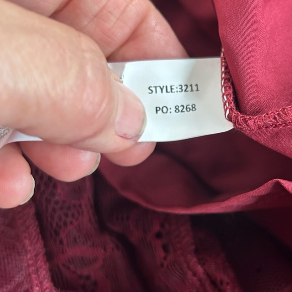 Eloquii Burgundy Wine Lace Peter Pan Collar Ruffle Midi Dress SZ 28 Romantic NEW - Picture 10 of 14